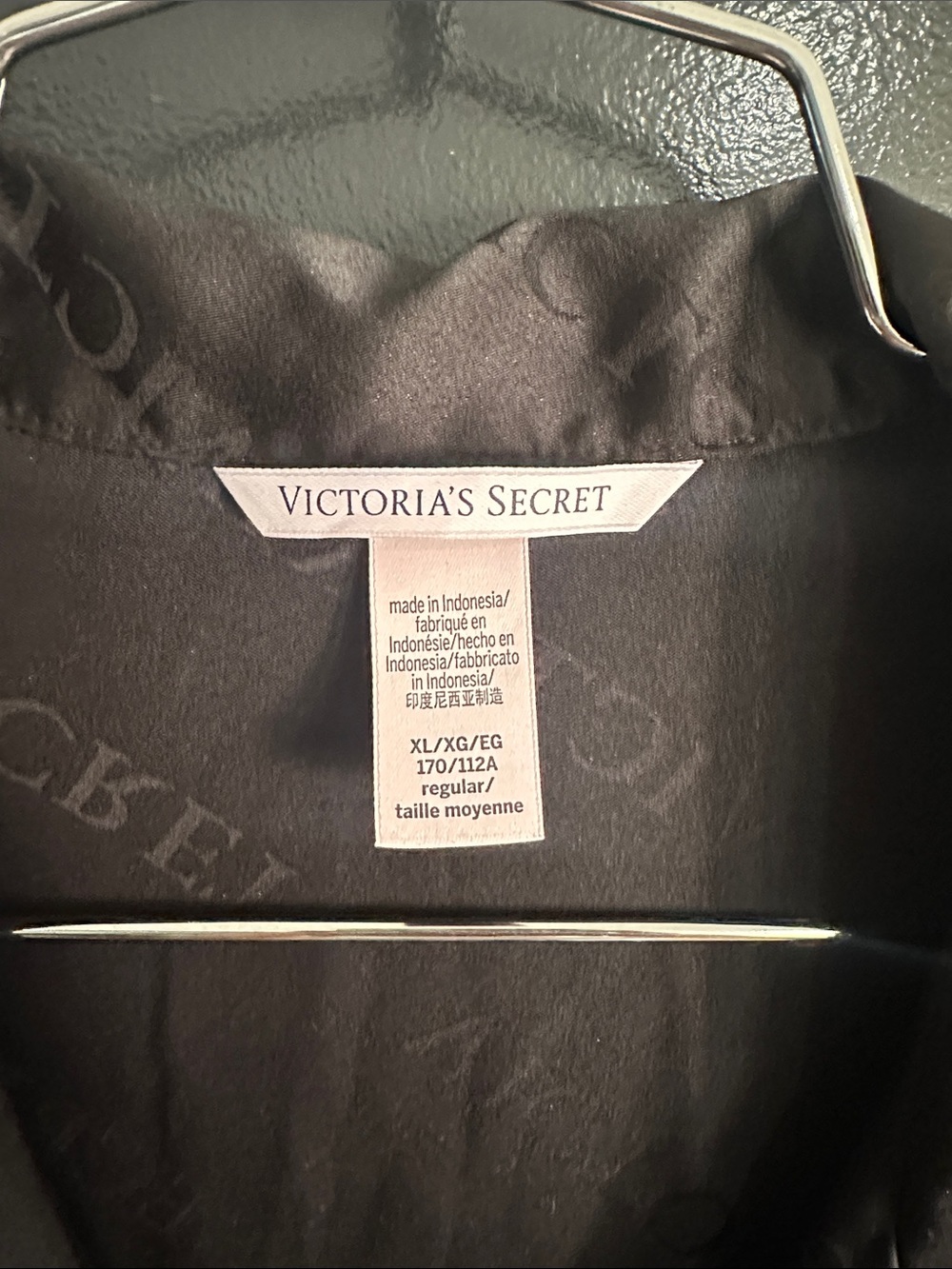 Victoria's Secret Black Satin Pajama Set with White Piping Trim - Picture 2 of 4